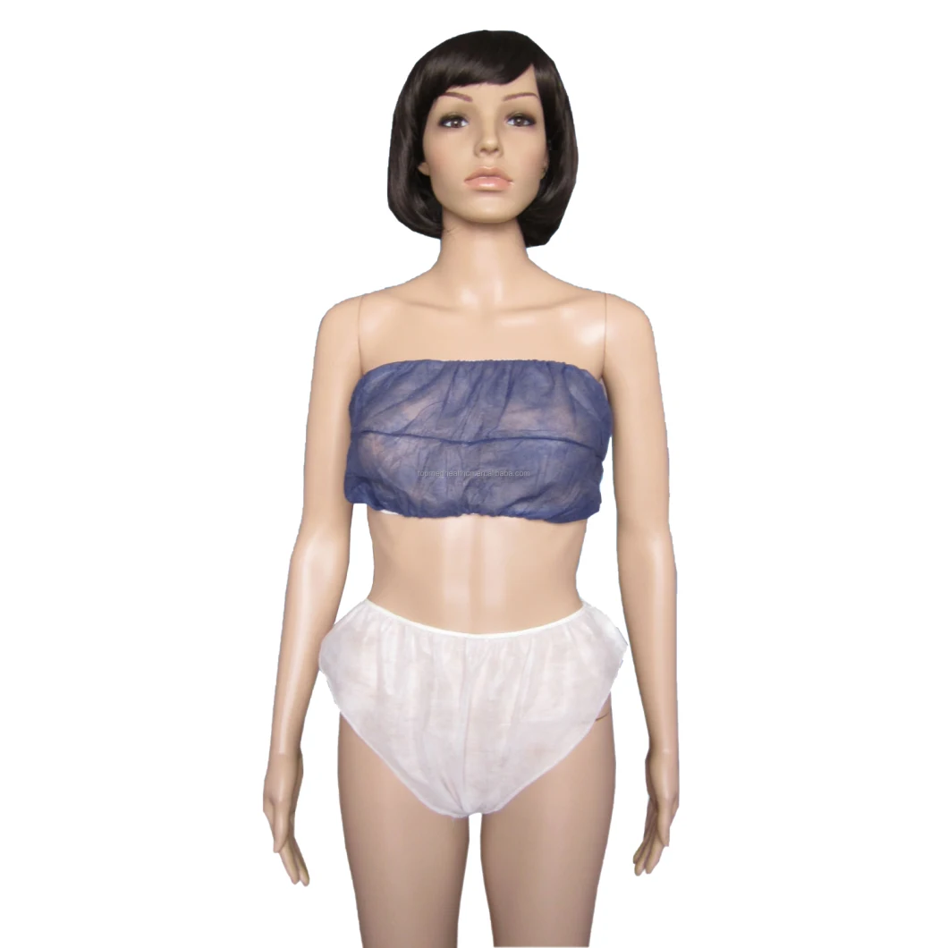 Disposable Bra for SPA Salon Top Clean Dust Proof Underwear Beauty Non Woven Underdress with Pants Bra