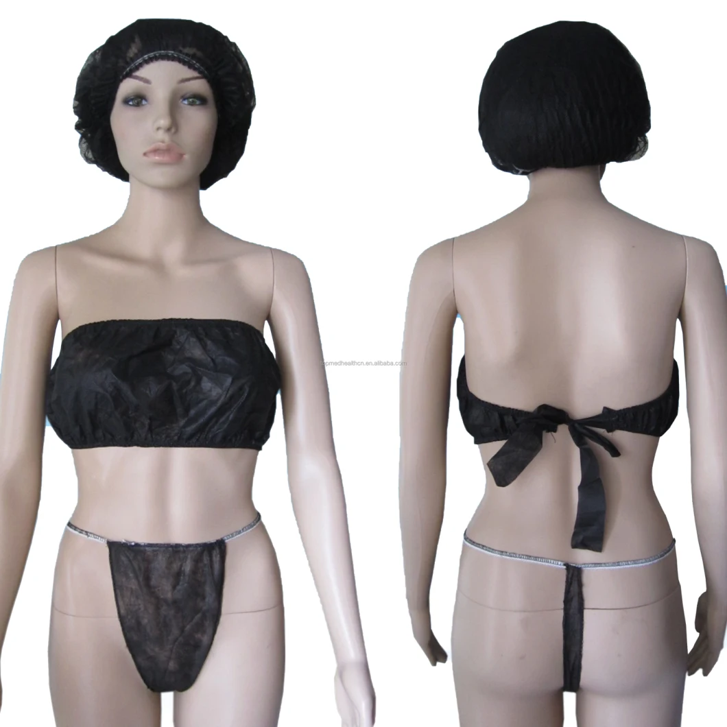 Disposable Bra for SPA Salon Top Clean Dust Proof Underwear Beauty Non Woven Underdress with Pants Bra